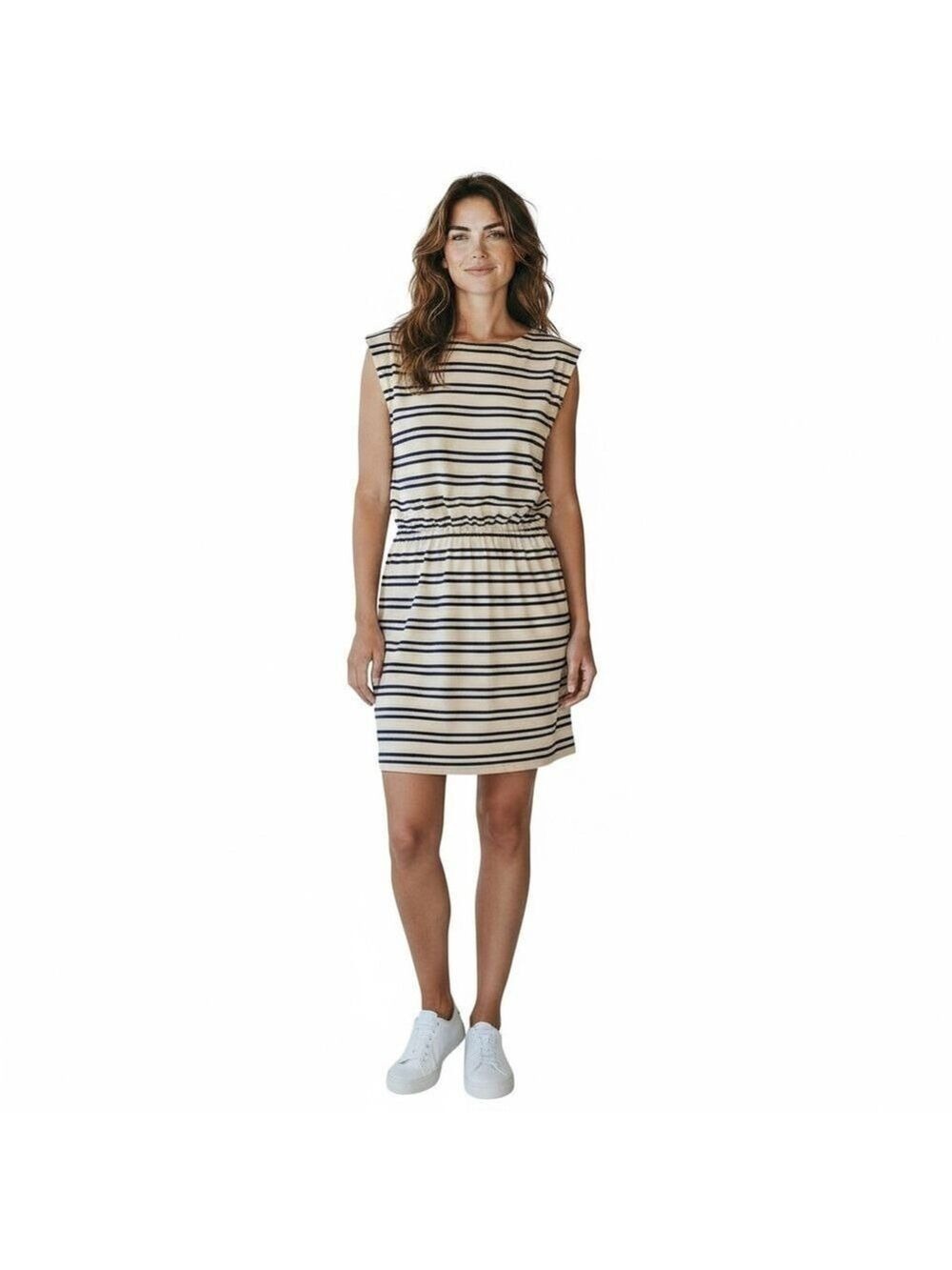 Ann Taylor Loft Cream Blue Cap Sleeve Dress Size XS